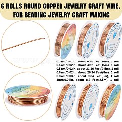 6 Rolls 6 Size Copper Jewelry Wire&nbsp;CWIR-SC0001-03A