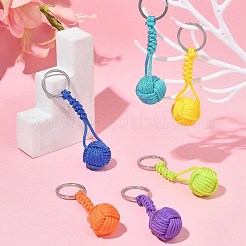 16Pcs 8 Colors Polyester & Spandex Cord Braided Ball Keychain for Jewelry Making DIY Crafts&nbsp;KEYC-CJ0001-05