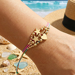 Adjustable Brass Star Heart Beaded Multi-layer Bracelet for Women&nbsp;CW4055-2