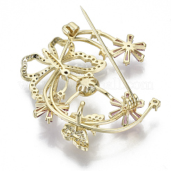Brass Micro Pave Cubic Zirconia Brooch Findings&nbsp;KK-N232-76-NF