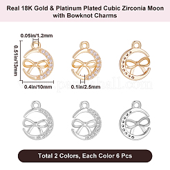 12Pcs 2 Colors Brass Micro Pave Cubic Zirconia Charms&nbsp;KK-BBC0014-88