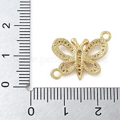 Rack Plating Brass Micro Pave Clear Cubic Zirconia Butterfly Connector Charms&nbsp;KK-A234-077G