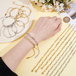 16Pcs 2 Colors 304 Stainless Steel Paperclip Chains Bracelets for Women&nbsp;BJEW-ME0001-23