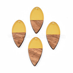 Transparent Resin & Walnut Wood Pendants&nbsp;RESI-N025-031-C08