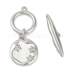 Brass Micro Pave Clear Cubic Zirconia Toggle Clasps&nbsp;KK-K391-27P