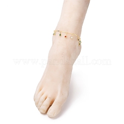 Brass Enamel Star Charm Anklets&nbsp;AJEW-AN00344-04