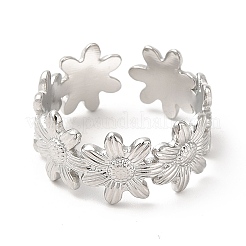 Non-Tarnish 304 Stainless Steel Sunflower Open Cuff Ring for Women&nbsp;RJEW-E063-08P