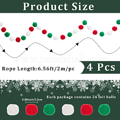 4Pcs Pom Pom Ball with Polyester Cord Hanging Banners&nbsp;AJEW-CP0009-76B