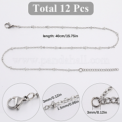 12Pcs 304 Stainless Steel Satellite Chain Necklaces&nbsp;NJEW-SC0001-27