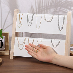 2-Tier Wooden Slant Back Necklace Displays Stands&nbsp;NDIS-WH0001-19