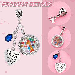 2Pcs Tibetan Style Alloy & Glass Flat Round Locket Pendants&nbsp;HJEW-UN00041
