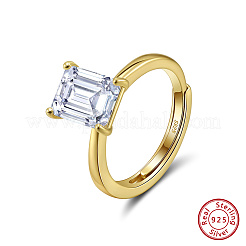 925 Sterling Silver Micro Pave Clear Cubic Zirconia Adjustable Finger Rings for Women&nbsp;RJEW-G358-07G