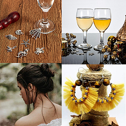 Brass Wine Glass Charm Rings Hoop Earrings&nbsp;MAK-SC0001-01