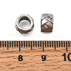 Brass Micro Pave Clear Cubic Zirconia European Beads&nbsp;KK-Z126-08P