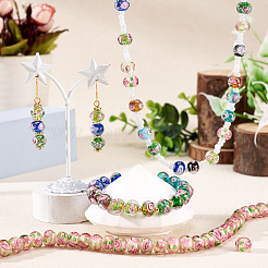1 Strand Handmade Lampwork Inner Flower Rondelle Beads Strands&nbsp;LAMP-TA0002-72J