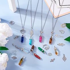 DIY Natural & Synthetic Mixed Gemstone Bullet Pendant Necklace Making Kit&nbsp;DIY-TA0004-91