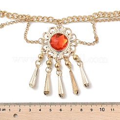 Alloy Cubic Zirconia Flower Tassel Bell Chain Belts for Women&nbsp;LS-AJEW-D300-01G