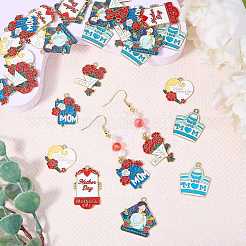 30Pcs 6 Styles Mother's Day Alloy Enamel Pendants&nbsp;ENAM-SZ0003-47