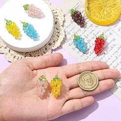 5Pcs 5 Colors Handmade Copper Wired Glass Beaded Grape Pendants&nbsp;PALLOY-CJ00102