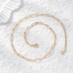4MM Brass Textured Paperclip Chain Necklaces&nbsp;NJEW-JN05655