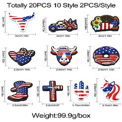 20Pcs 10 Styles Independence Day Silicone Focal Beads&nbsp;SIL-CJ0001-76