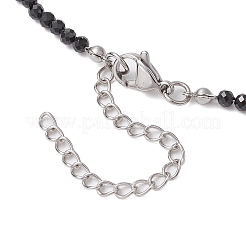 3mm Faceted Round Natural Black Spinel & Natural Cultured Freshwater Pearl Beaded Necklaces for Women&nbsp;NJEW-JN05108