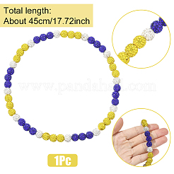1Pc Polymer Clay Rhinestone Round Beaded Stretch Necklaces&nbsp;NJEW-SP0001-14E