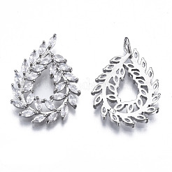 Brass Inlaid Clear Cubic Zirconia Pendants&nbsp;X-ZIRC-S069-037P