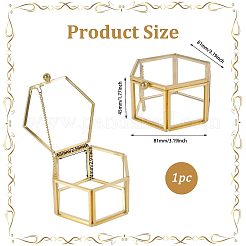 Glass Jewelry Presentation Boxes with Golden Tone Metal Frame&nbsp;CON-WH0133-014