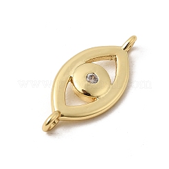 Brass Micro Pave Clear Cubic Zirconia Eye Connector Charms&nbsp;KK-H267-072G
