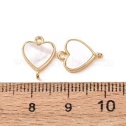 Brass and Natural White Shell Links Connector Charms&nbsp;KK-T082-02B-G