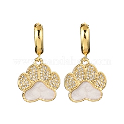 Brass Clear Cubic Zirconia Hoop Earrings&nbsp;LS-EJEW-Q042-03B-G
