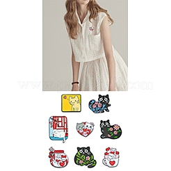 9Pcs 9 Styles Cartoon Cat & Flower Enamel Pins&nbsp;JEWB-SZ0002-07