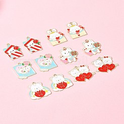 12Pcs 6 Styles Valentine's Day Alloy Enamel Pendants&nbsp;ENAM-FS0002-34