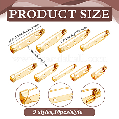 90Pcs 9 Styles Iron Pin Backs&nbsp;IFIN-PH0001-38