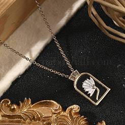 Arch with Flower Brass Enamel Pendant Necklaces&nbsp;NJEW-H051-06G
