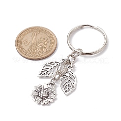 Sunflower & Leaf Tibetan Style Alloy Pendant Keychain&nbsp;KEYC-JKC00710