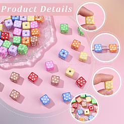 48Pcs 8 Colors Printed Opaque Acrylic Beads&nbsp;MACR-SC0002-71