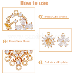 16Pcs 8 Styles Brass Micro Pave Cubic Zirconia Pendants&nbsp;KK-DC0002-83