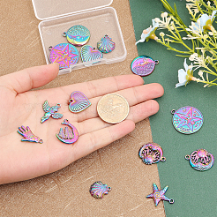 20Pcs 10 Styles 304 Stainless Steel Pendants&nbsp;STAS-CA0001-96