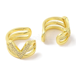 Brass Micro Pave Clear Cubic Zirconia Cuff Earrings for Women&nbsp;EJEW-I305-42G