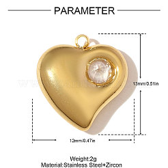 304 Stainless Steel Clear Cubic Zirconia Pendants&nbsp;STAS-OY006-67G