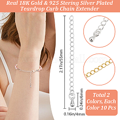 20Pcs 2 Colors Brass Curb Chain Extender&nbsp;FIND-BBC0005-36
