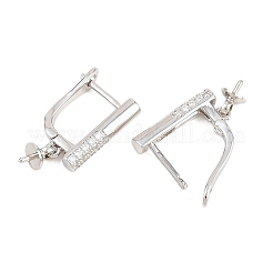 Brass Micro Pave Clear Cubic Zirconia Hoop Earring Findings&nbsp;KK-Z158-01P