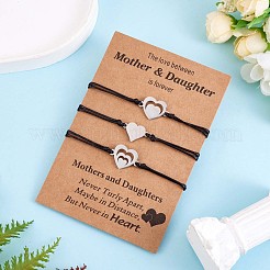 3Pcs 3 Style 430 Stainless Steel Heart Link Bracelets Set&nbsp;JB724A