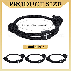 4Pcs Alloy Cross-shaped Braided Rope Bracelets for Couple Friends&nbsp;BJEW-ME0001-05