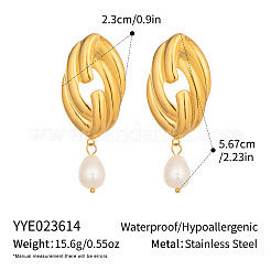 304 Stainless Steel Freshwater Pearl Dangle Stud Earrings for Women&nbsp;EE7584