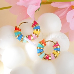 Enamel Striped Thick Hoop Earrings&nbsp;JE1110A