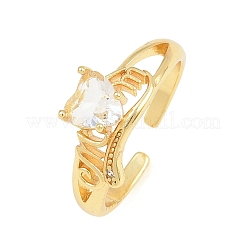 Mother's Day Brass Pave Cubic Zirconia Cuff Open Rings&nbsp;CU-CBACDF6-06G-01