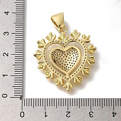 Heart Rack Plating Brass Micro Pave Clear Cubic Zirconia Pendant&nbsp;KK-U019-18G-03